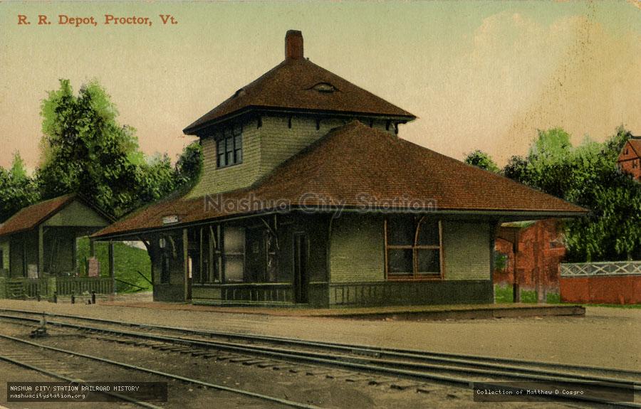 Postcard: Railroad Depot, Proctor, Vermont